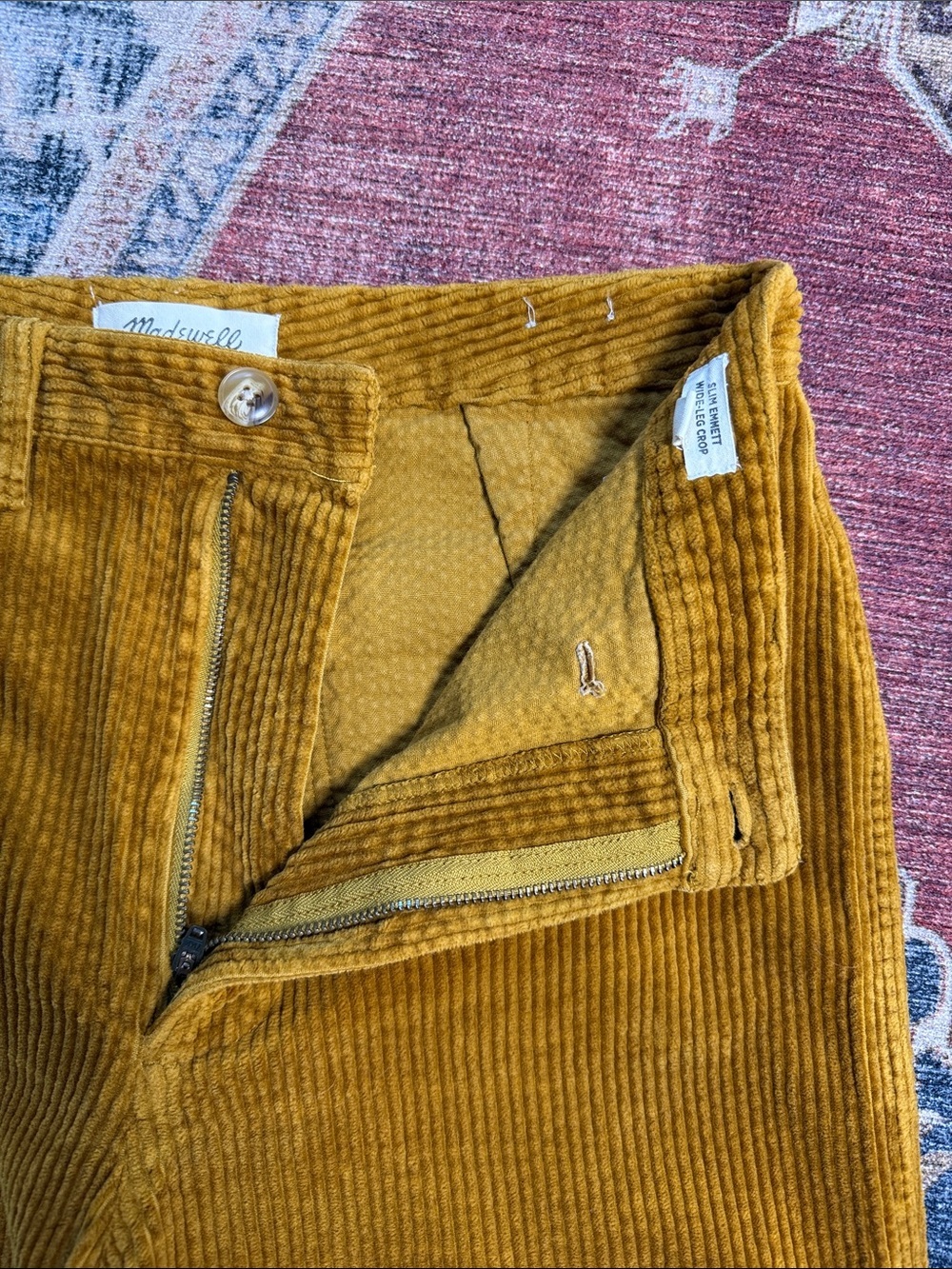 MADEWELL Slim Emmett Wide-Leg Crop Corduroy Pants Size 28 - Picture 12 of 15